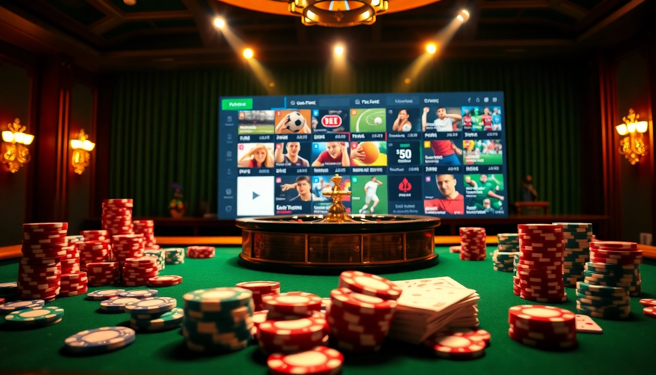 Exciting betting experience on a site de pari en ligne with casino tables and sports betting options.