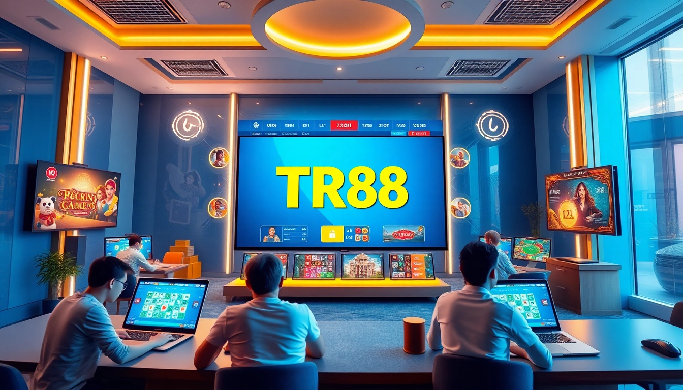 Experience Nhà Cái TR88's vibrant online gaming platform with engaging visuals of various games.