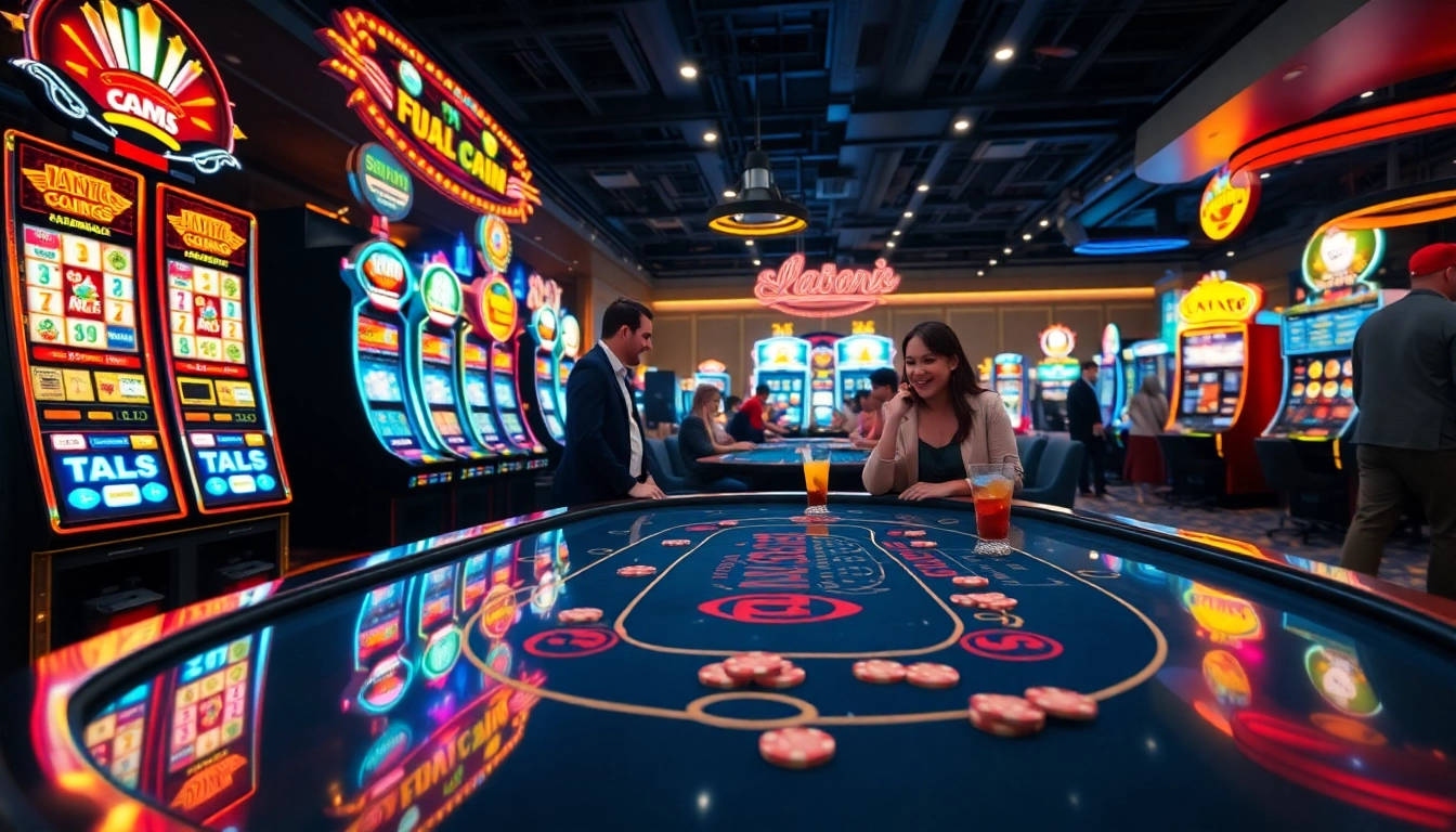 Jouez à casino en ligne dans une ambiance festive avec des machines à sous éclatantes et des croupiers.