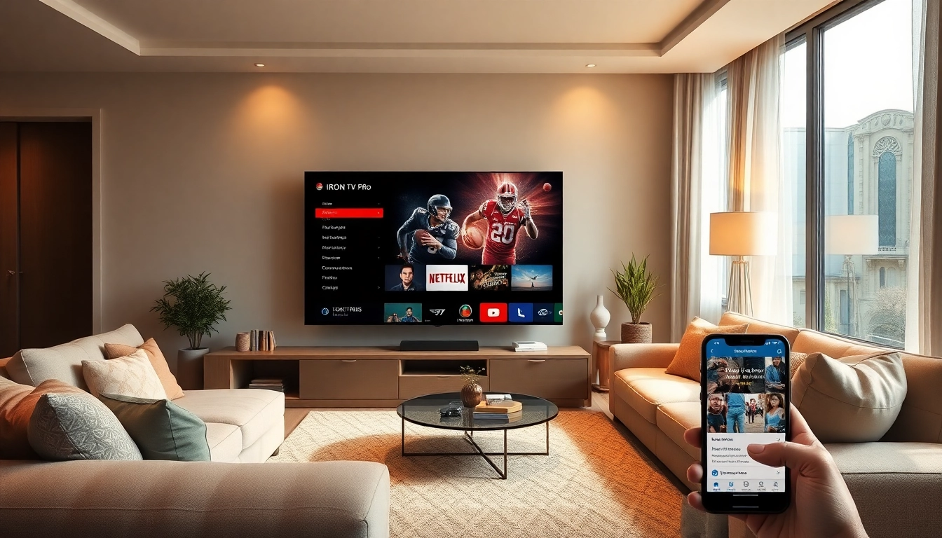 Enjoy Iron TV Pro on a sleek smart TV showcasing premium content in a cozy living room.