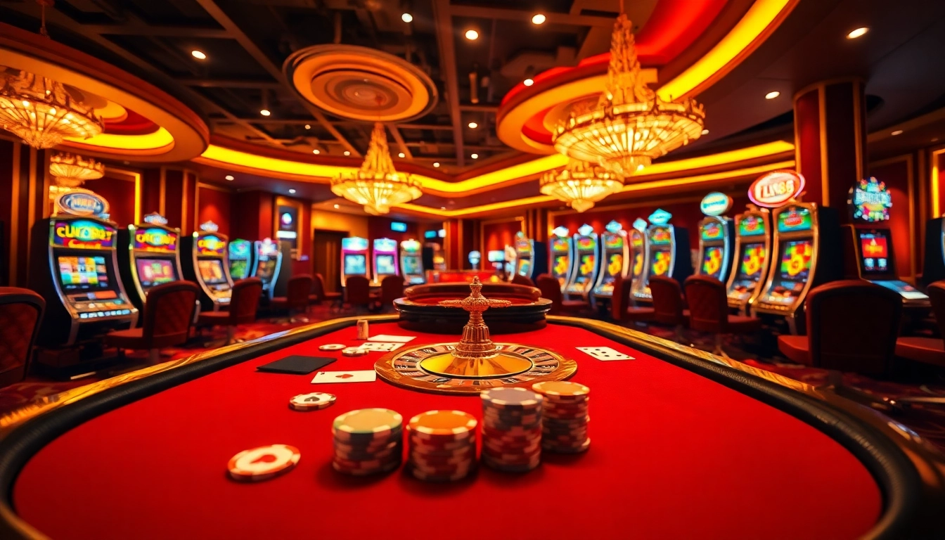 Experience the excitement of FLY88 at an elegant casino table with dazzling chips and cards.