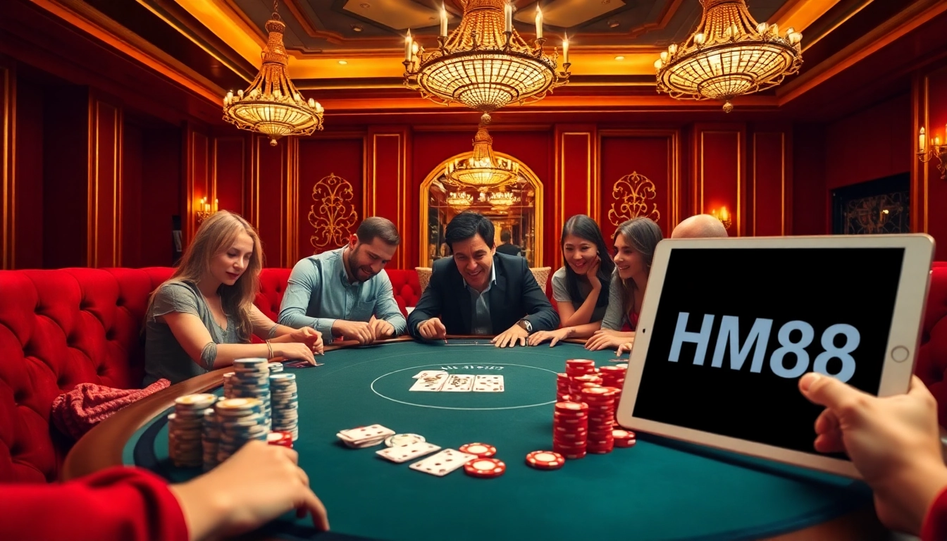 Experience the thrill of gambling at HM88 with high-stakes poker games in a luxurious casino setting.
