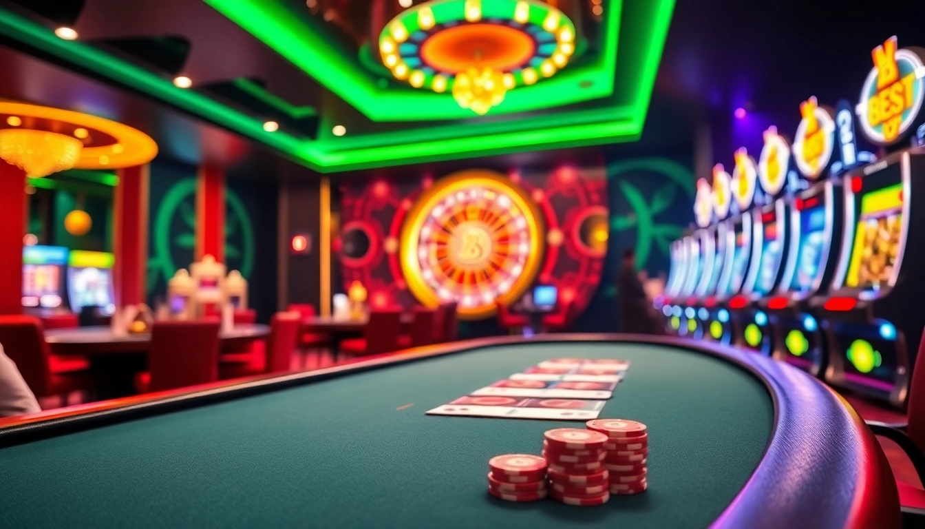 Des joueurs profitant d'une partie palpitante sur une table de casino BTC dans un cadre luxueux.
