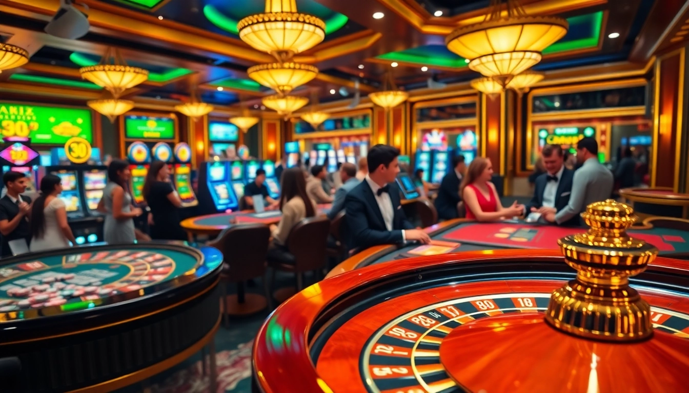 Players engaging in high-stakes gaming at 8kbet3.com, featuring roulette and poker tables.
