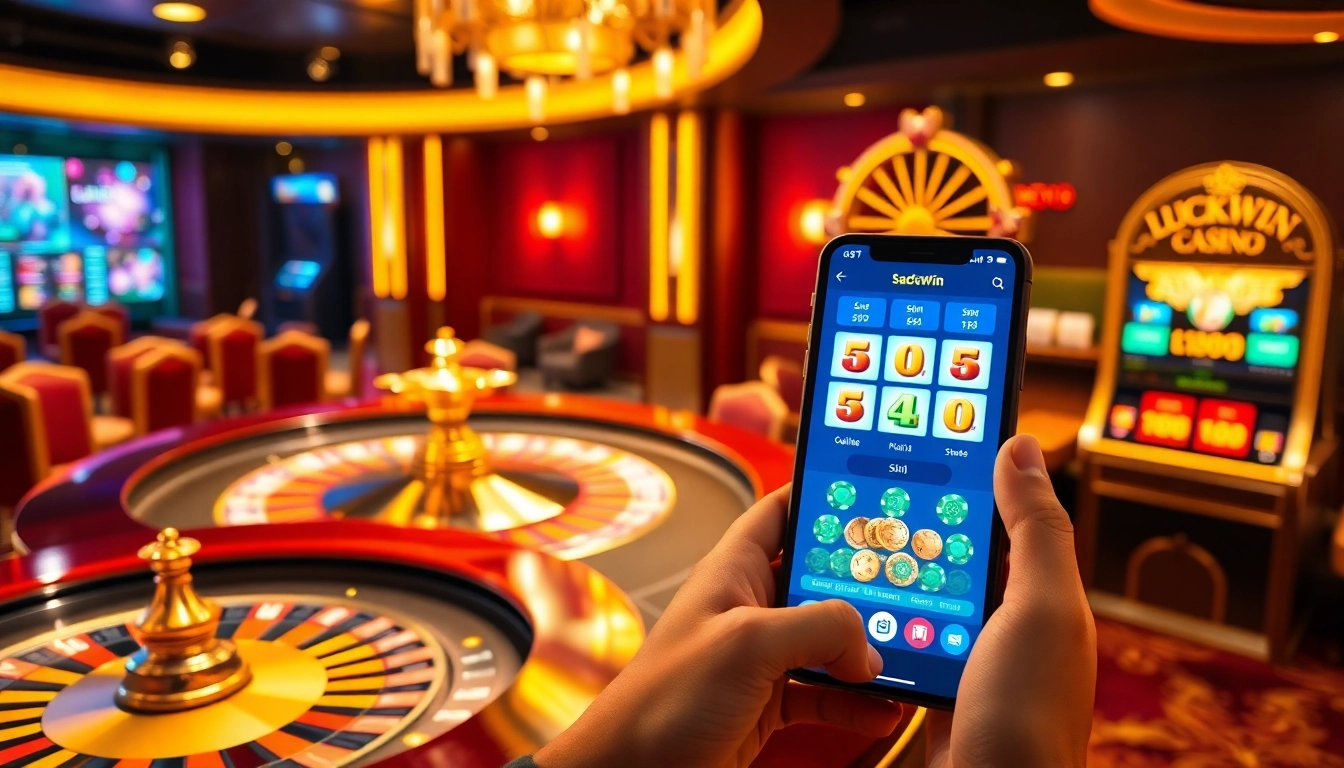 Experience thrilling gameplay at Luckywin with vibrant roulette and slot machines.