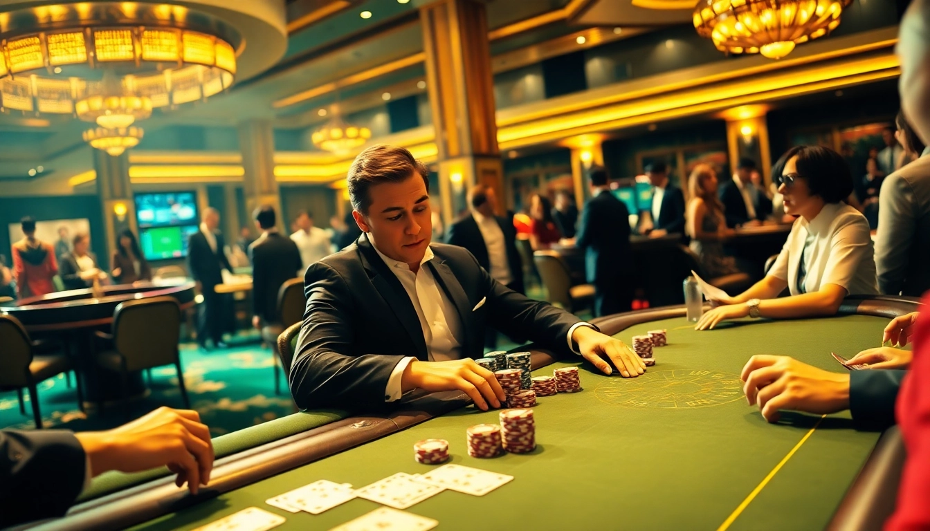 Watch live sports at https://luongsontv23.com/ while enjoying a vibrant casino atmosphere with poker tables and roulette.