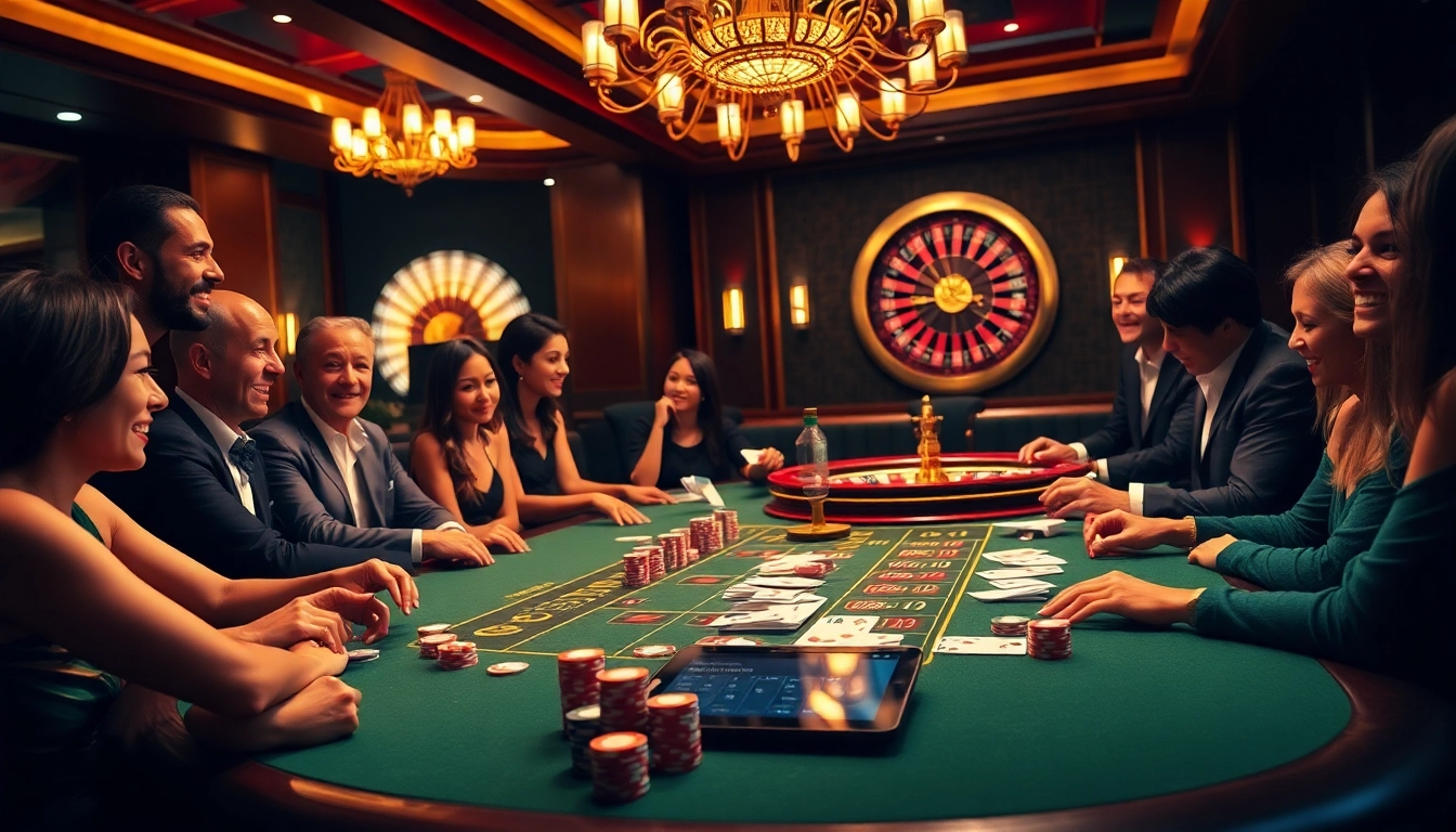 Experience the thrill of gambling with players at an OK8386 poker table, showcasing excitement and strategic gameplay.
