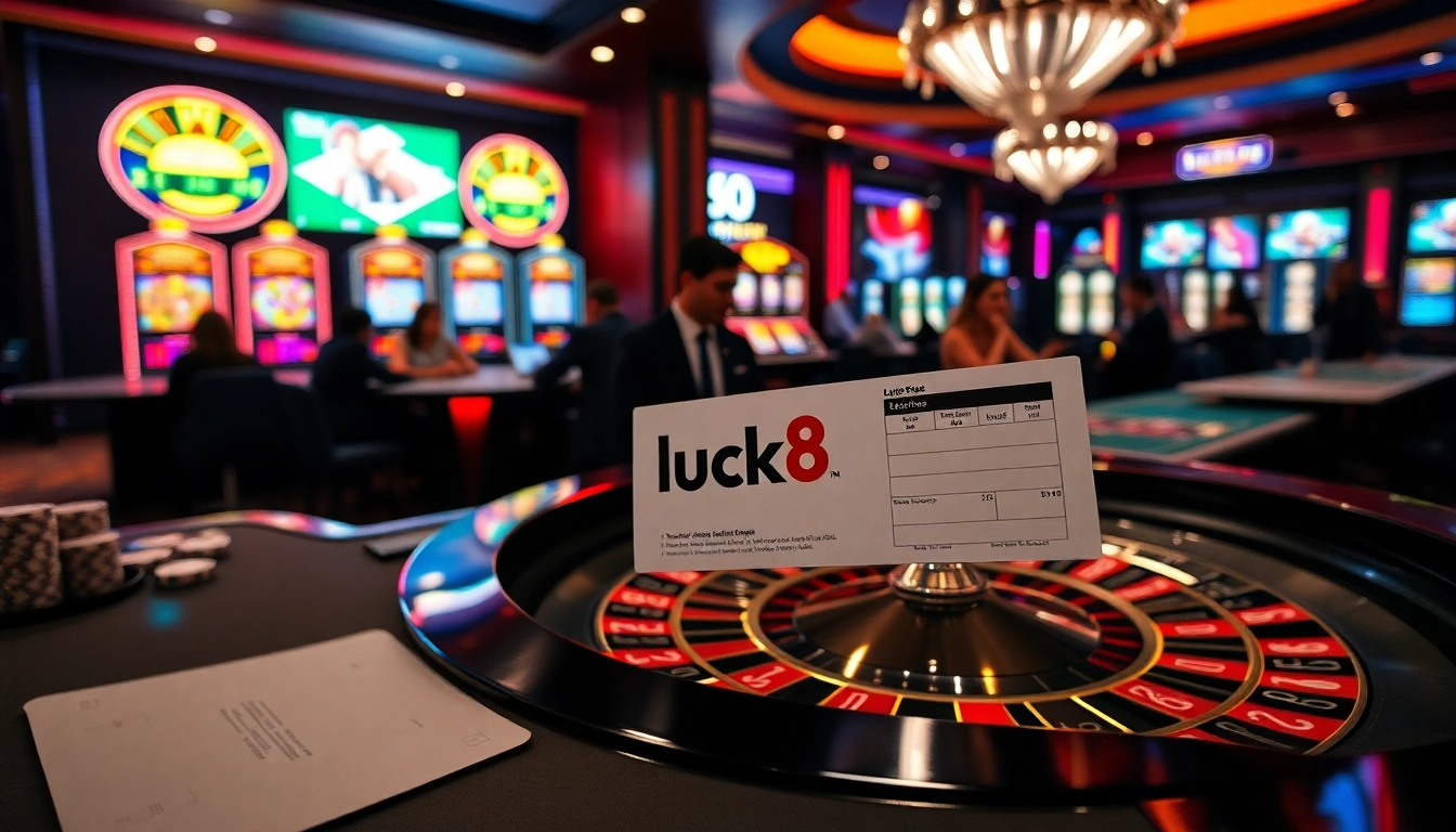 Players enjoying a thrilling game at luck8 casino, featuring vibrant tables and engaging atmosphere.