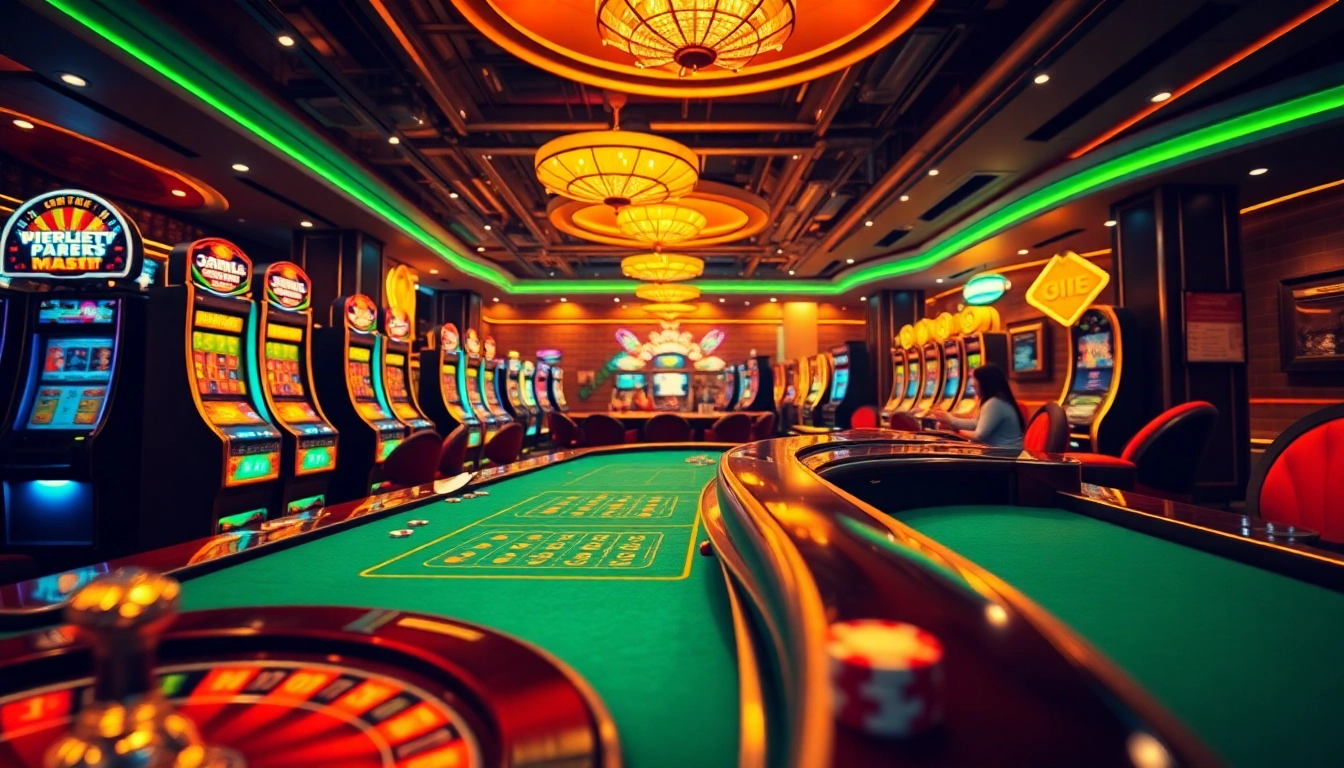 Experience the thrill of online gambling at https://98winmb.com/, featuring vibrant casino tables and colorful chips.