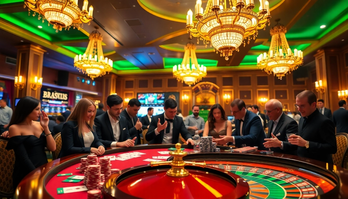 Experience the thrill of casino en ligne Français with diverse players enjoying card games and roulette.