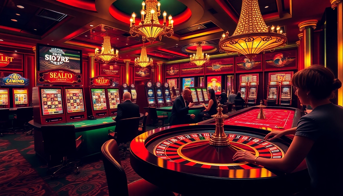 Experience the thrill of casino en ligne Français with vibrant tables, spinning roulette, and excited players.